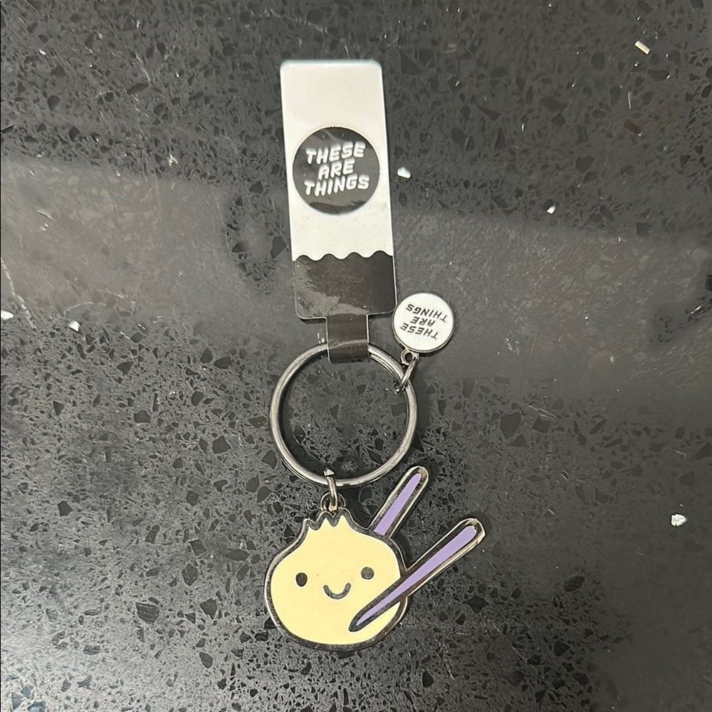 Dumpling and Chopsticks Enamel Keychain